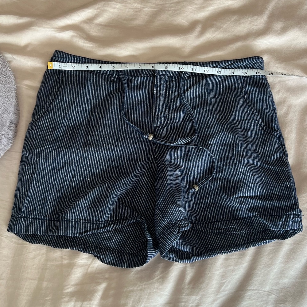 anthropologie marrakech blue and white striped linen shorts size 27